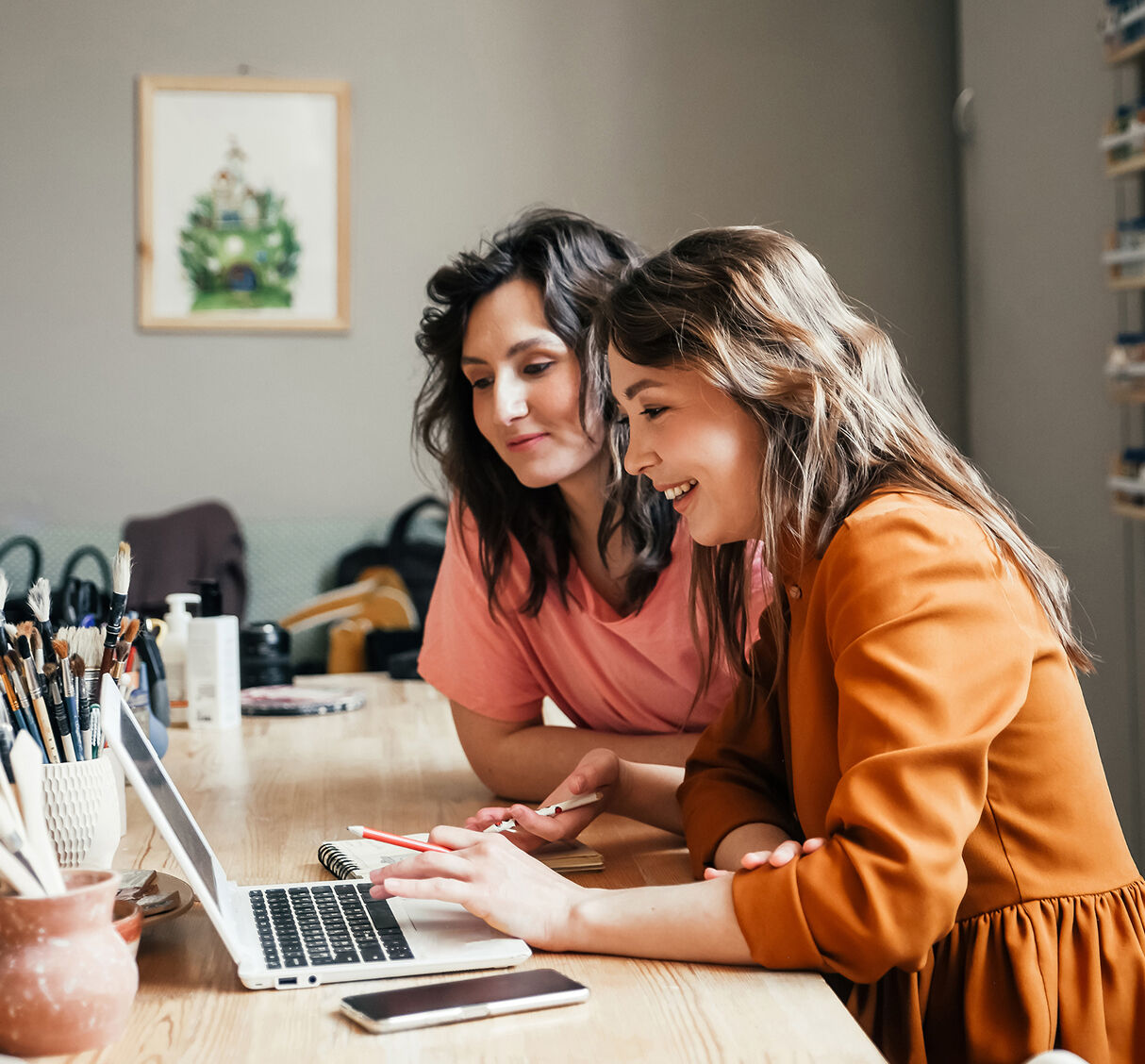 Two woman on a computer