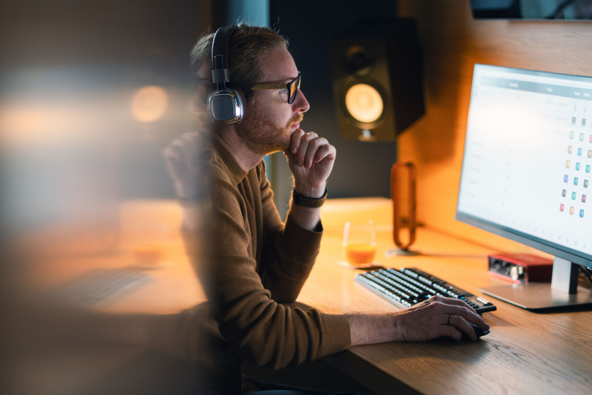 Support worker working on a computer