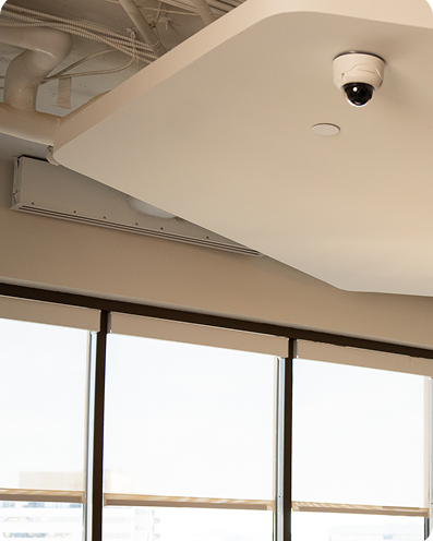 Camera on a building ceiling