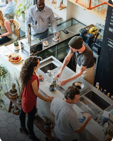 Cafe counter service overhead