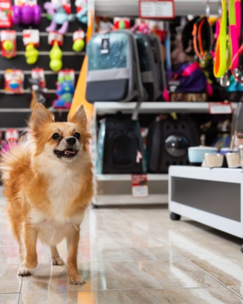 dog in store