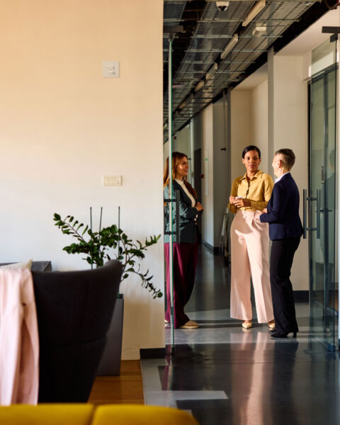 people working in a building