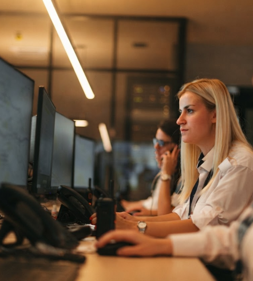 Woman using computers
