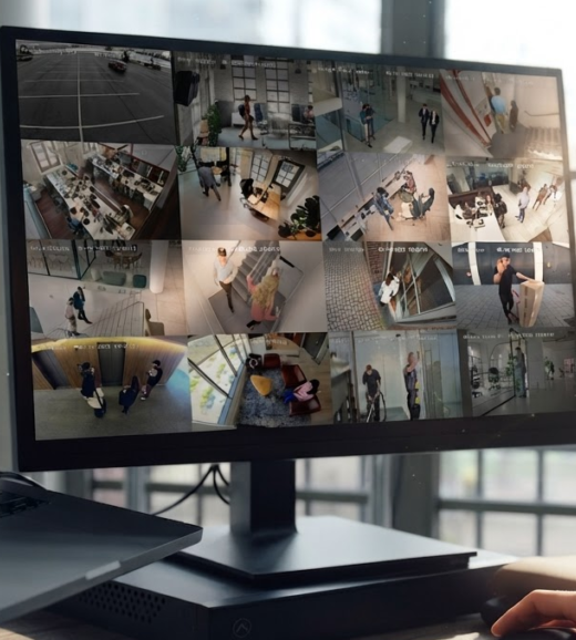 computer screen with camera footage