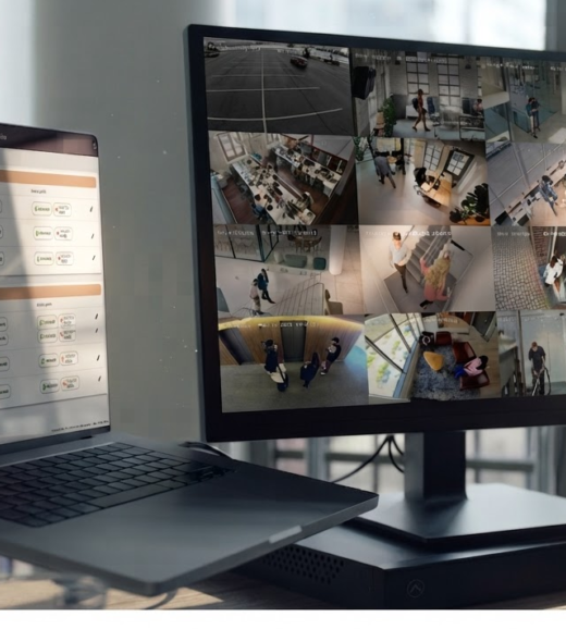 Computer screen with camera footage