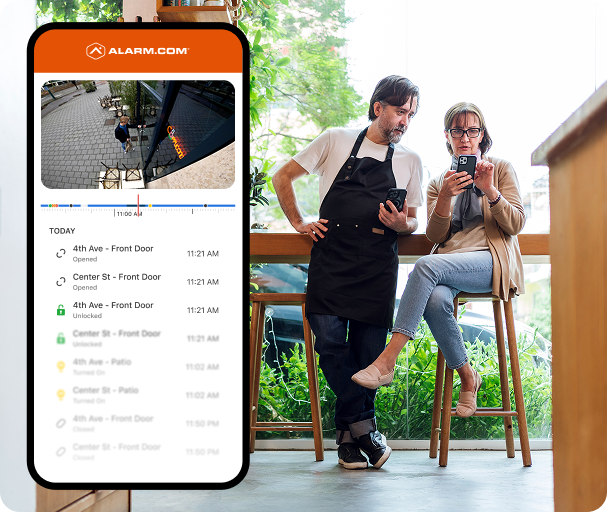 Mobile app showing the Enterprise Dashboard with activity across multiple business locations