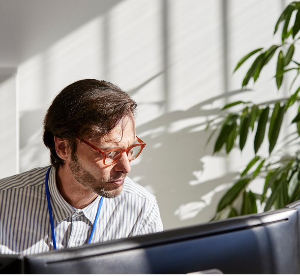 Man looking at a computer screen