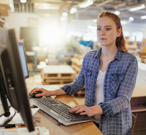 woman on a computer
