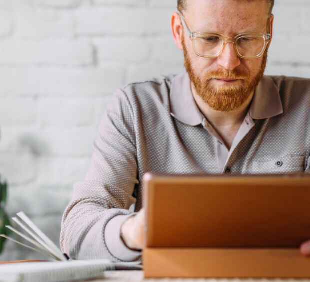 Man working on a laptop