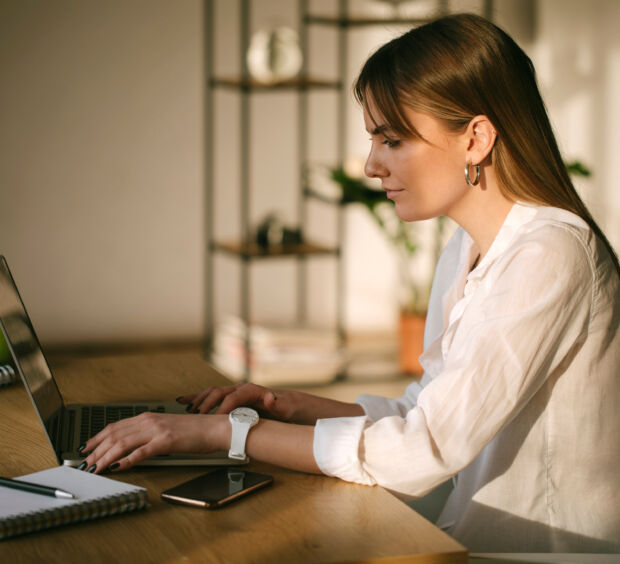 Woman using laptop