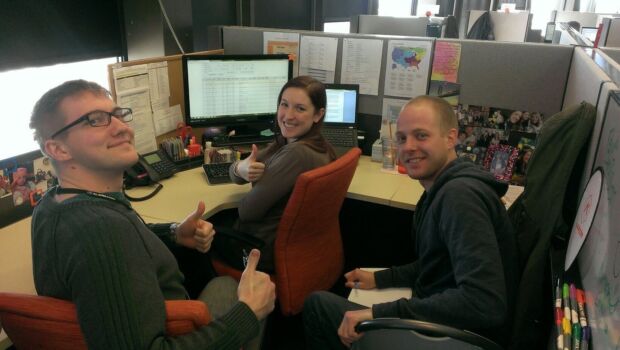 people working at a desk