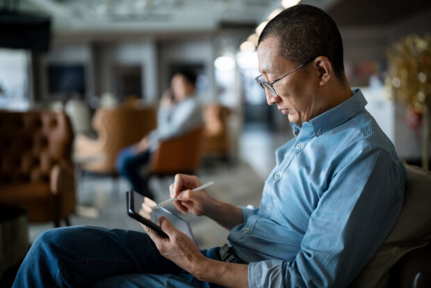 Person using a tablet