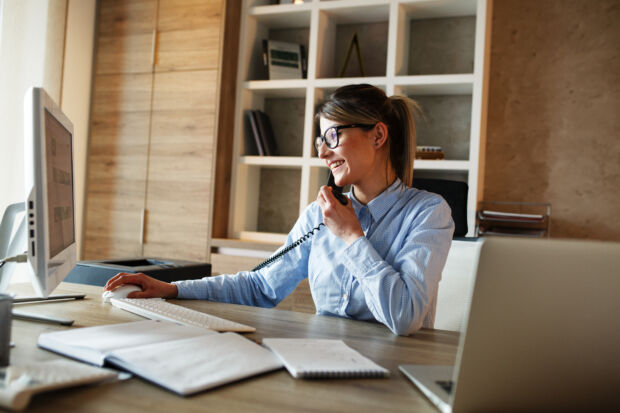 Woman on a phone call
